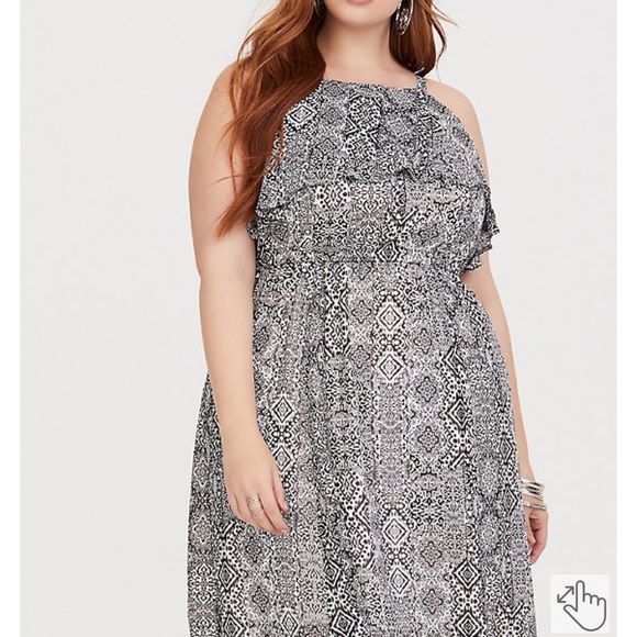Torrid black and white ikat chiffon maxi dress - Picture 3 of 4